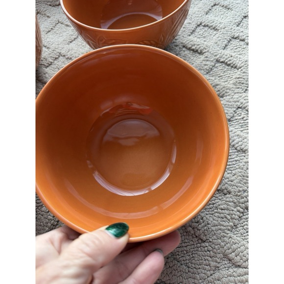 Hobby Lobby Fall 2025 Embossed Pumpkin Orange Cereal/Soup Bowls Set of 4NEW!! - Picture 11 of 14